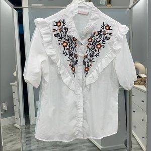 Embroidered white top